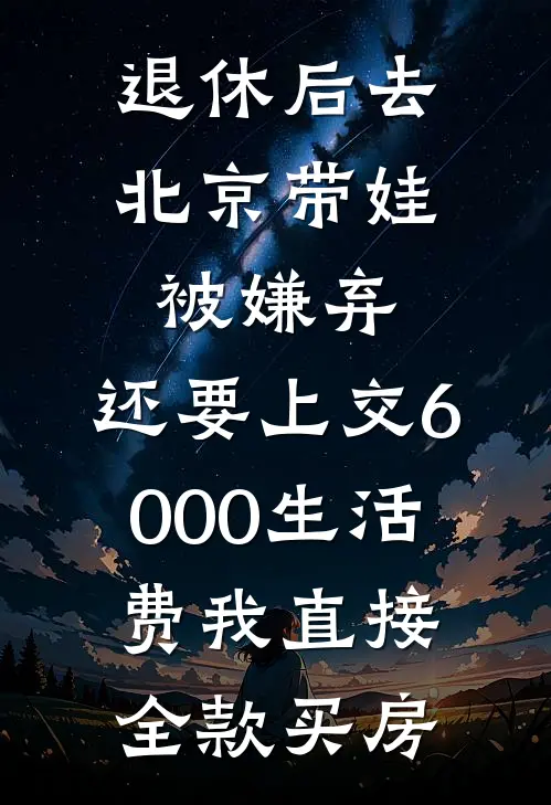 退休后去北京带娃被嫌弃，还要上交6000生活费我直接全款买房