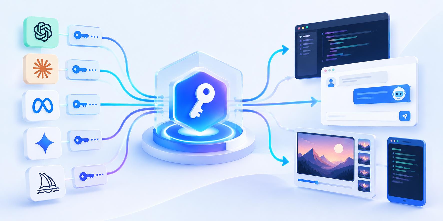 配图 2|统一 API 网关与开发工具之间的连接示意图